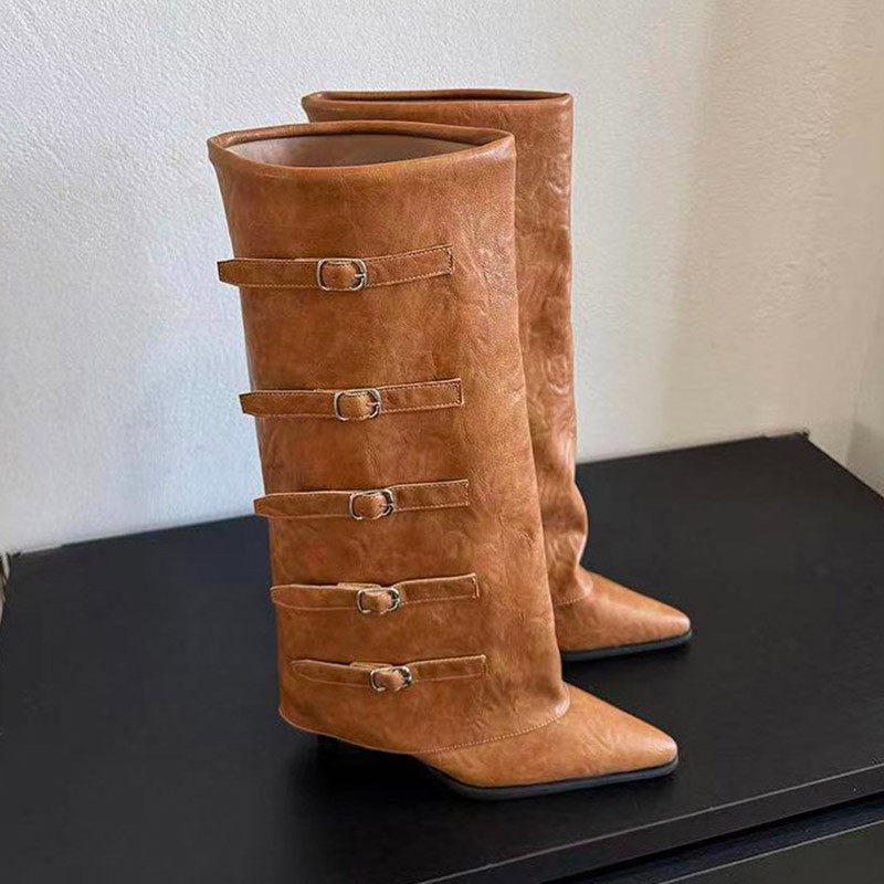 New Autumn Winter Pointed Toe  - đánh giá và giá Leather Classic Strap
